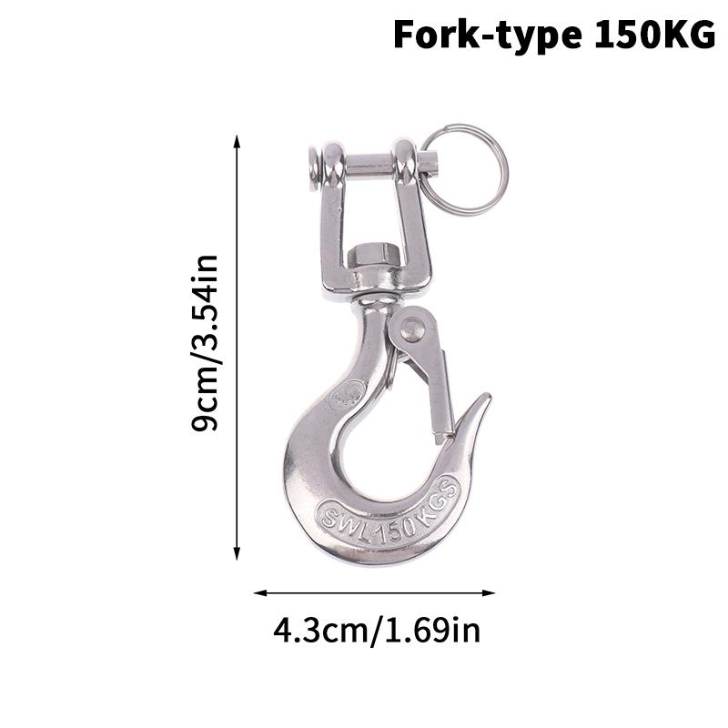 304 Stainless Steel Trigger Clevis Swivel-Eye Lifting Snap Tone Hook Wire Rope Lifting Hook With 150/ 350/650Kg Loading Capacity