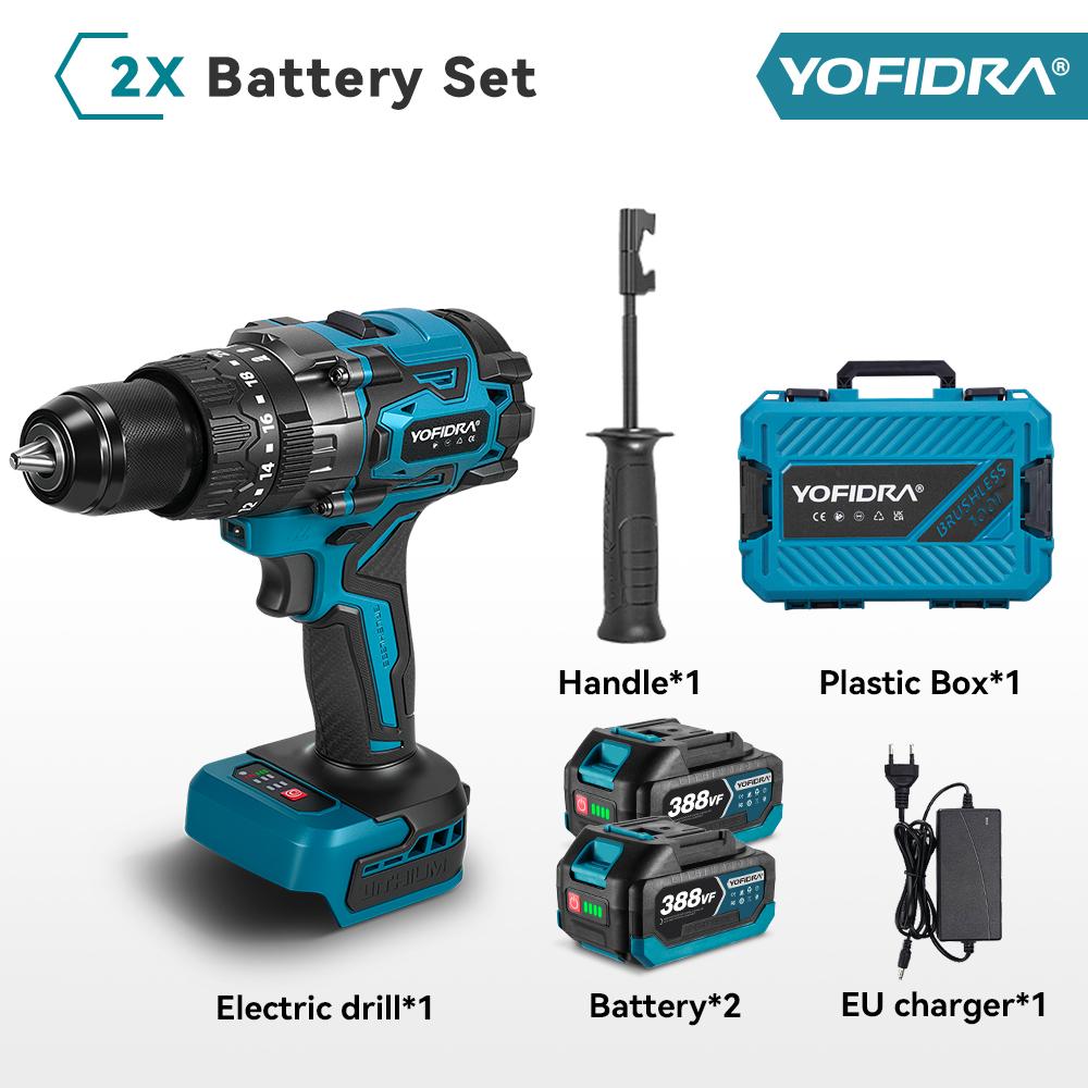 Yofidra 900 Нм 13 мм Бесщеточный Электрический Ударный Гайковерт 20+3 Крутящий Момент Беспроводная Отвертка-Шуруповерт Электроинструмент для Аккумулятора Makita 18V Штырь