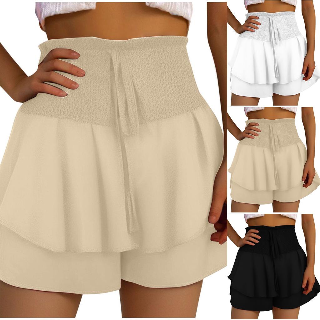 Женские модные повседневные шорты с высокой талией и кружевом с эластичной резинкой на талии