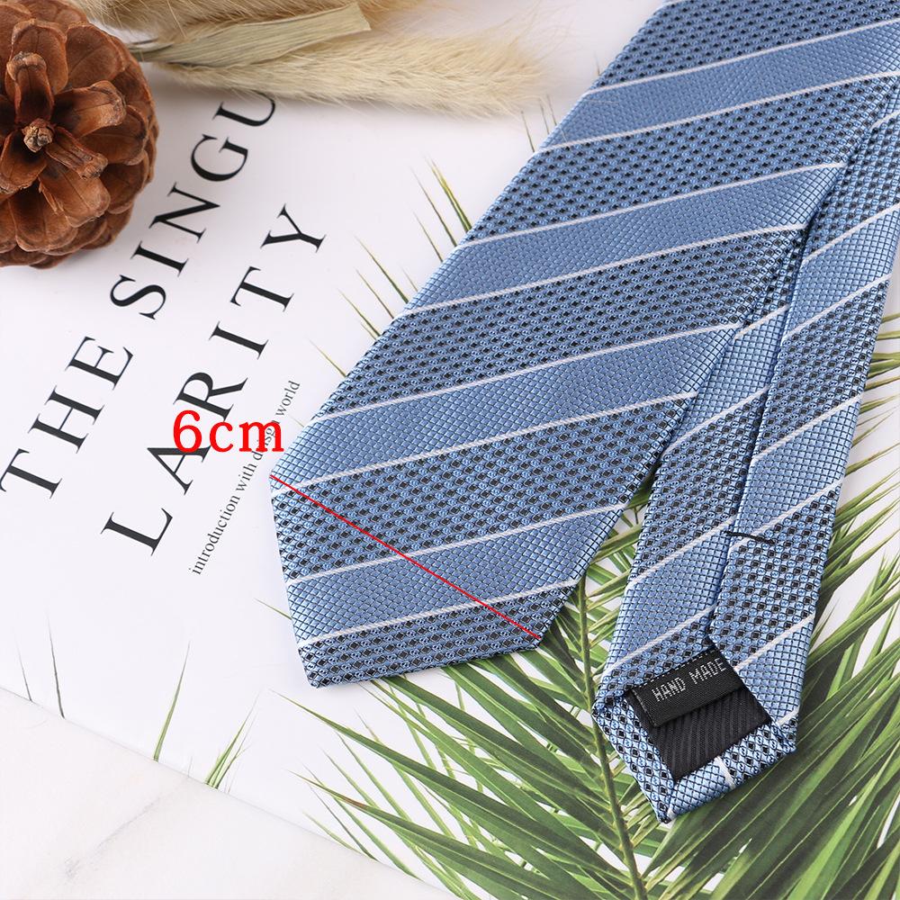 Men's Trend Business Casual Narrow 6cm Polyester Jacquard Tie Solid Color Striped Tie