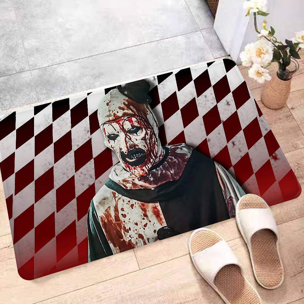 T-Terrifier 3 Ужасающий Клоун Фильм Приветственный Коврик для Входной Двери Моющийся Нескользящий Коврик для Зоны Гостиной с Диваном и Креслами Кухонный Приветственный Коврик