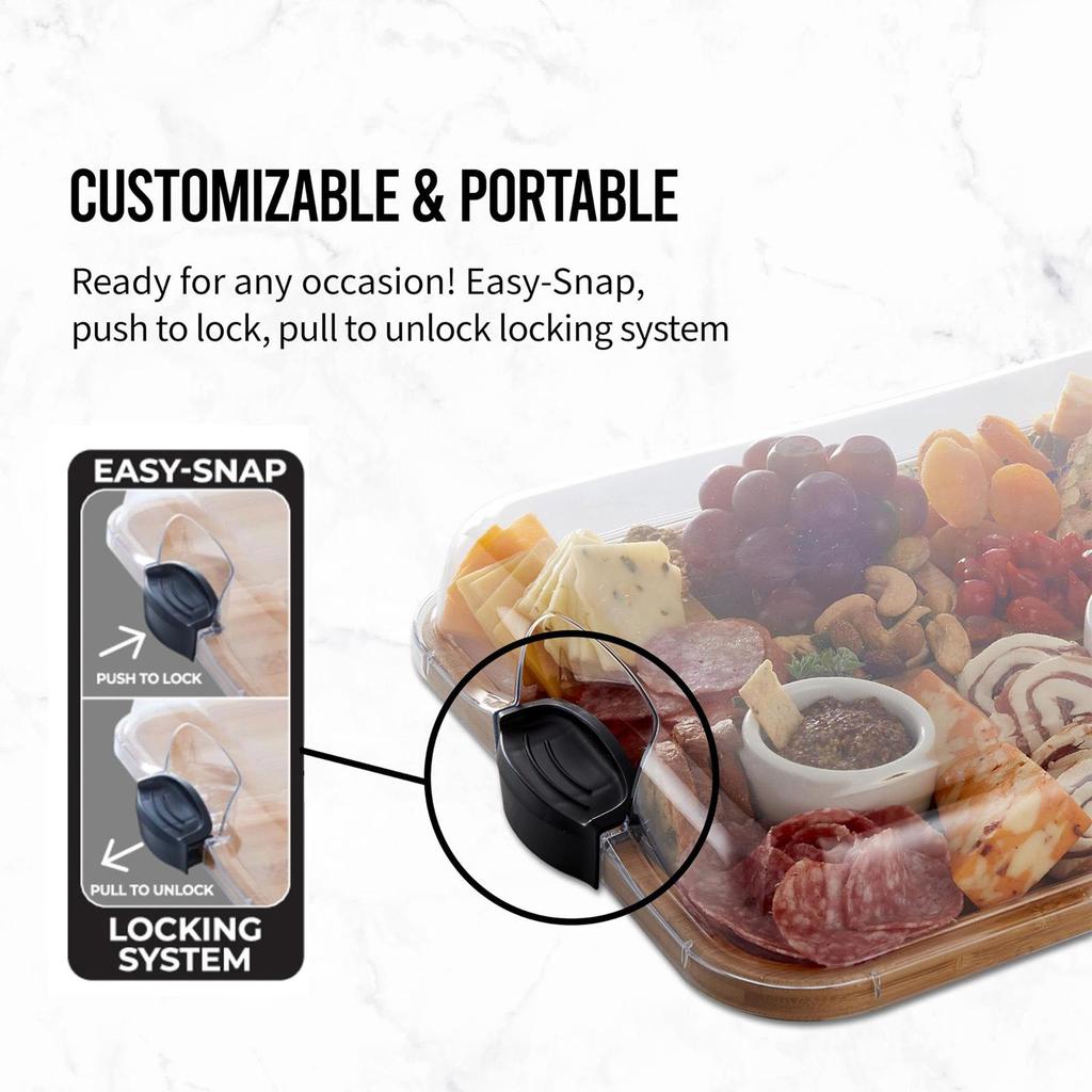 Деревянная разделочная доска, доска для сыра, поднос с прозрачной крышкой, портативные многофункциональные аксессуары для приготовления пищи для мяса, овощей, салата