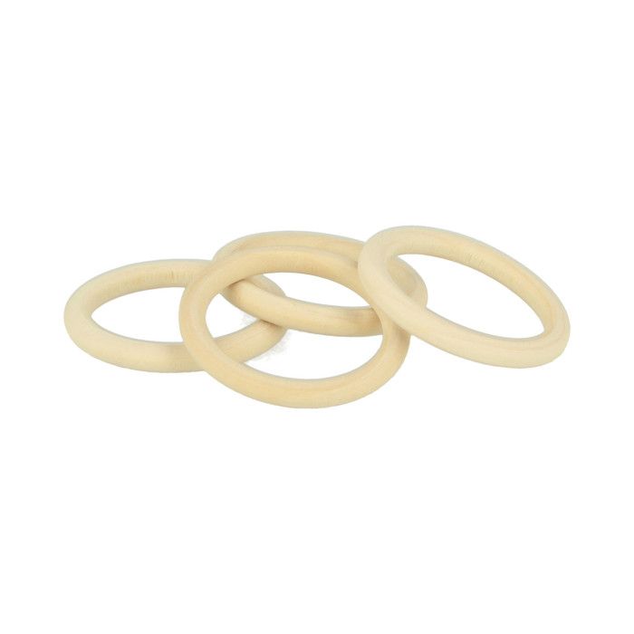 4 ROUND RINGS - WOOD - 48X5.5 MM - JEWELRY