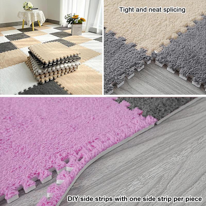 10 ШТ. Мягкий Плюшевый Игровой Коврик для Активностей Многоразовый ЕВА-Пена Пазл Ковер Детская Комната Сохраняет Тепло Нескользящий Напольный Коврик Моющийся 30*30*1СМ