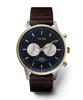 TRIWA Chronograph Watch 15th Anniversary with Serial Number Japan Neville Navy X Brown Leather Belt Silver Gold Combination 15th LIMITED NEVIL Genuine