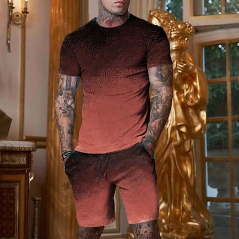 Мужская графика 2-х частей футболка костюм шорты и футболка костюм футболка одежда футболка с коротким рукавом дизайнер повседневный комфорт на открытом воздухе отпуск повседневный 3D