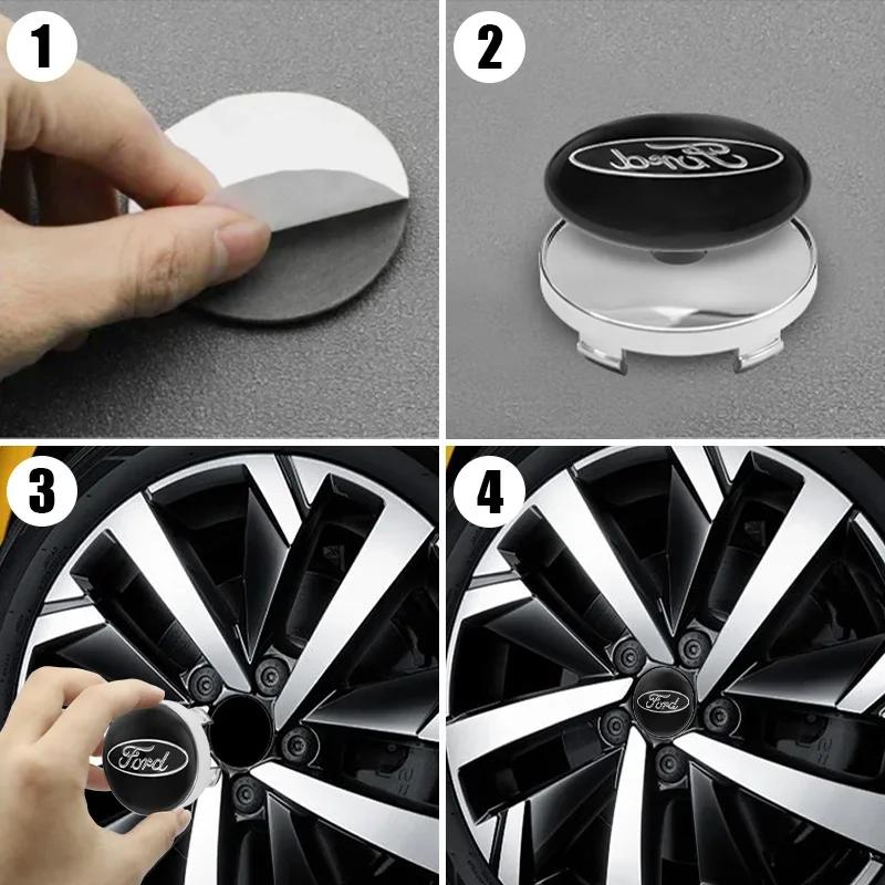 4pcs 60mm Car Styling Wheel Hub Center Caps Rim Cover Badge Emblem For Ford ST Focus Fiesta Ranger Mondeo Kuga Mustang Transit