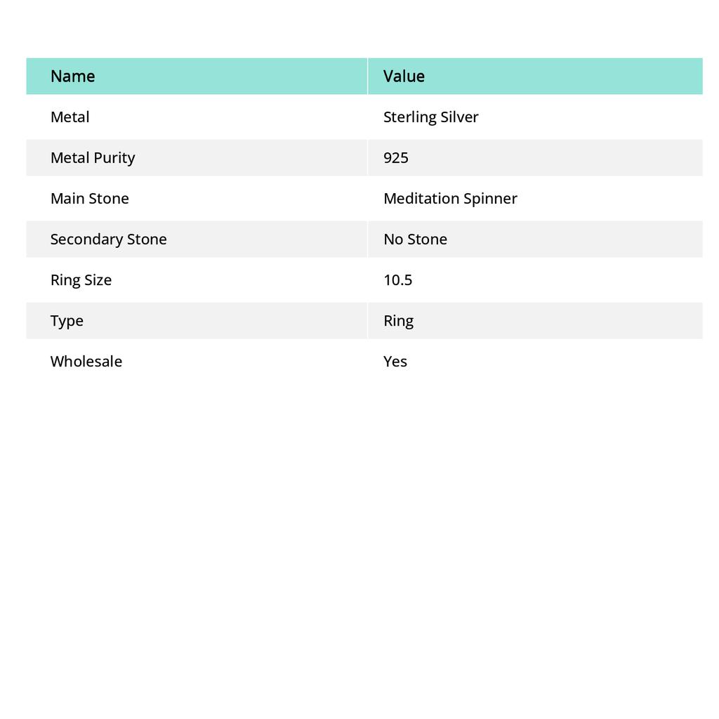 Натуральное Медитативное Кольцо-Спиннер из Серебра 925 пробы, Размер 10.5 T6j16