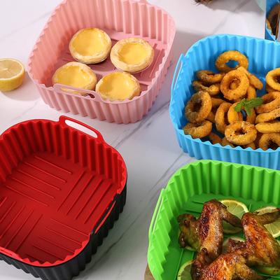 Квадратный вкладыш для аэрофритюрницы Силиконовый коврик для выпечки 6,7 дюйма Неприлипающий Безопасный для духовки поддон Без BPA Корзина для аэрофритюрницы для равномерного приготовления