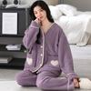 Полуфлисовая пижама женская осенне-зимняя флисовая утолщенная коралловый флис с длинным рукавом домашняя одежда мягкий хлопковый комплект