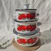 3 Pieces Enamel Stockpot Cooking Pots Nonstick Vintage Pot Stew Bean Simmer for Dining