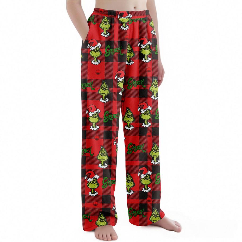 Детские брюки с рождественским принтом, плюшевые повседневные брюки