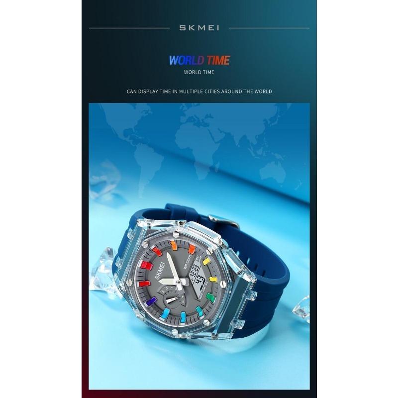 Skmei 2100 уличные мужские цифровые часы с цветным светодиодным дисплеем, водонепроницаемые ударопрочные мужские наручные часы
