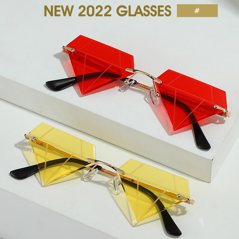 Очки Rave Party, треугольные солнцезащитные очки для женщин, солнцезащитные очки без оправы, ромбовидные ретро-оттенки