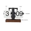 Digital Flip Clock 12 Hours Single Sided Large Number Automatic Retro Mechanical Flip Clock with Wood Base for Bedroom Office
