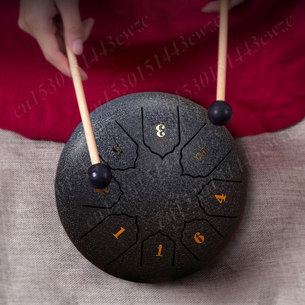 Steel Tongue Drum 6 Inch 8 Notes Hollow Drum Music Drum Hand Pan Drum Ethereal Drum Yoga Meditation Drum Percussion Instruments