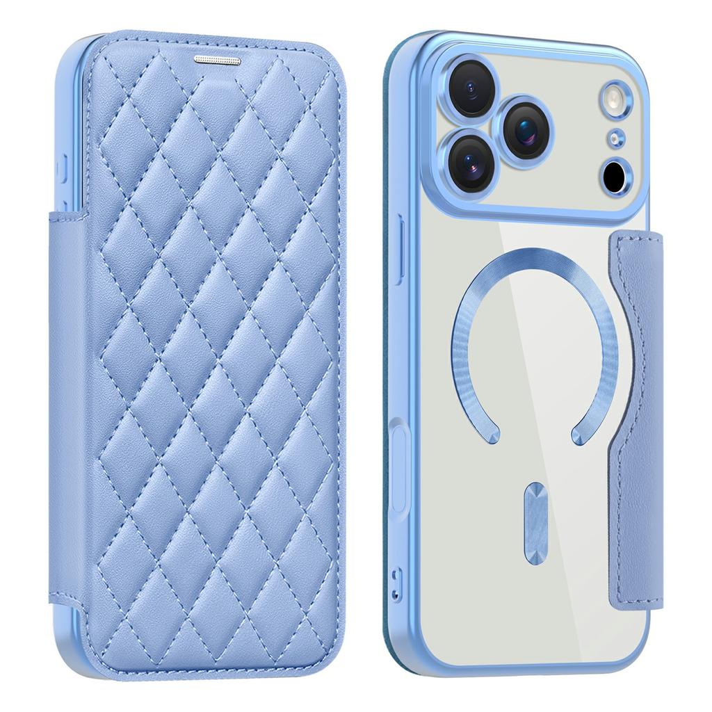 Чехол для iPhone 17 Pro, совместимый с MagSafe, ромбовидный, из ПУ-кожи, чехол для телефона