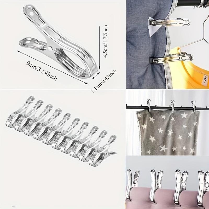 10/20/30 PCS of Large Stainless Steel Clips for Home Drying Down Clothes and Quilt Spring Windproof Clothespins for Home Laundry