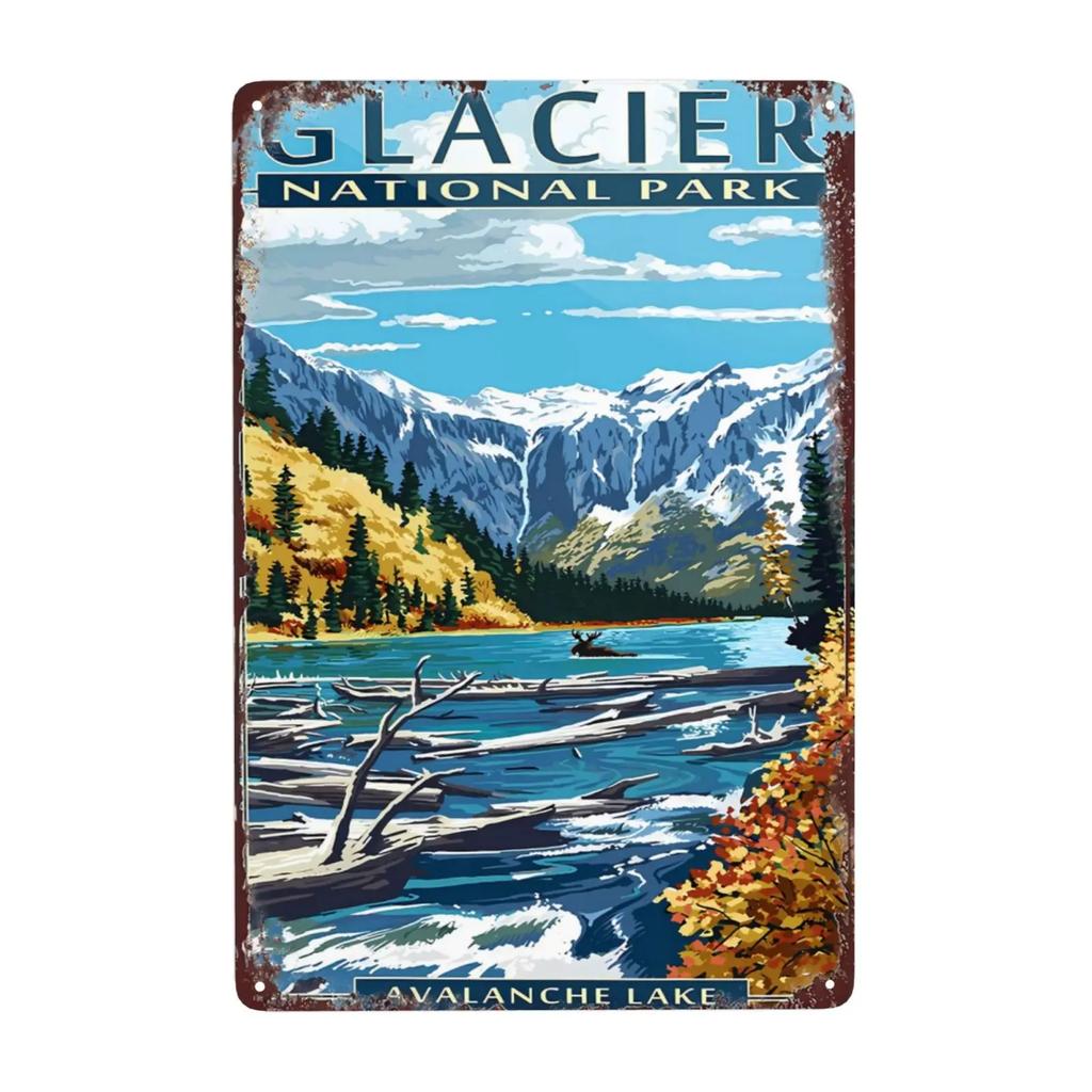 1pc Retro Grand National Park Metal Sign for Kitchen Restaurant Farm Bathroom Man Hole Farm Wall Decoration 8x12 Inch