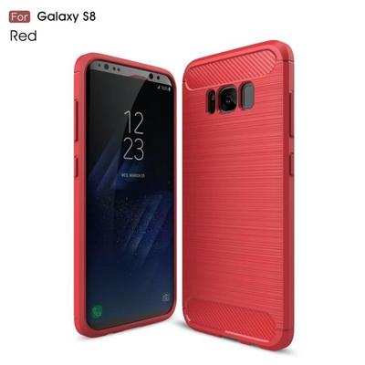 Чехол из ТПУ с текстурой карбона для Samsung Galaxy S8 - Красный