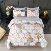 Honeycomb Duvet Cover Set Geometric Hexagon Duvet Cover Gold Leaf Bedding Set Ultra Soft Lightweight Microfiber Bedding Set