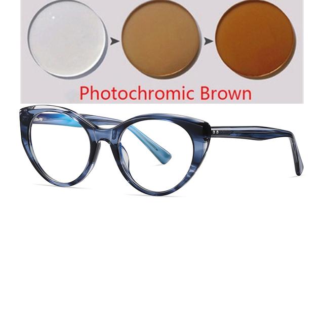 Листовая оправа, блокирующие синий свет, кошачий глаз, очки по рецепту, женские студенческие фотохромные очки для близорукости, 0 -0,5 -0,75 до -6,0