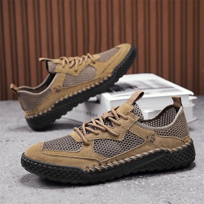 Summer Men Sneakers Breathable Leather Casual Shoes Men Comfortable Mesh Men Loafers Mesh Men Shoes Outdoor Walking Zapatos