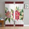 Christmas Poinsettia Watercolor Sheer Curtains Christmas Home Decorations Window Tulle Curtains for Living Room Bedroom