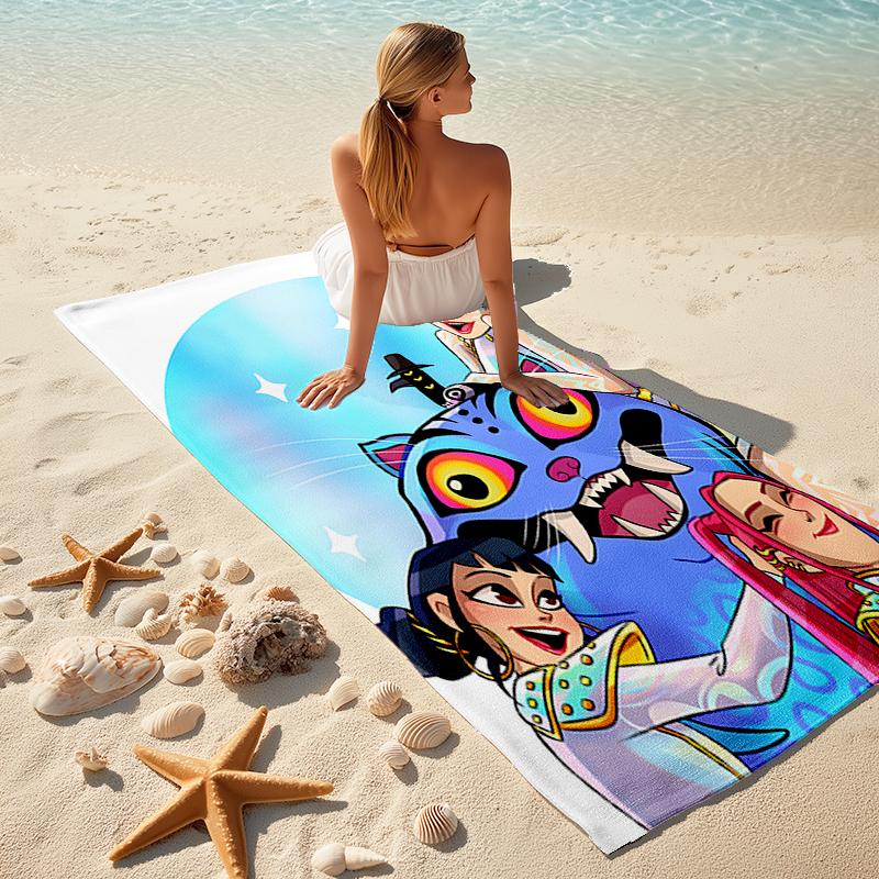 1pc KPop Demon Hunters28 Beach Towel, Comfortable and Thick, and Swimming/Bath/Picnic/Camping Towel, Suitable for Seaside Beaches