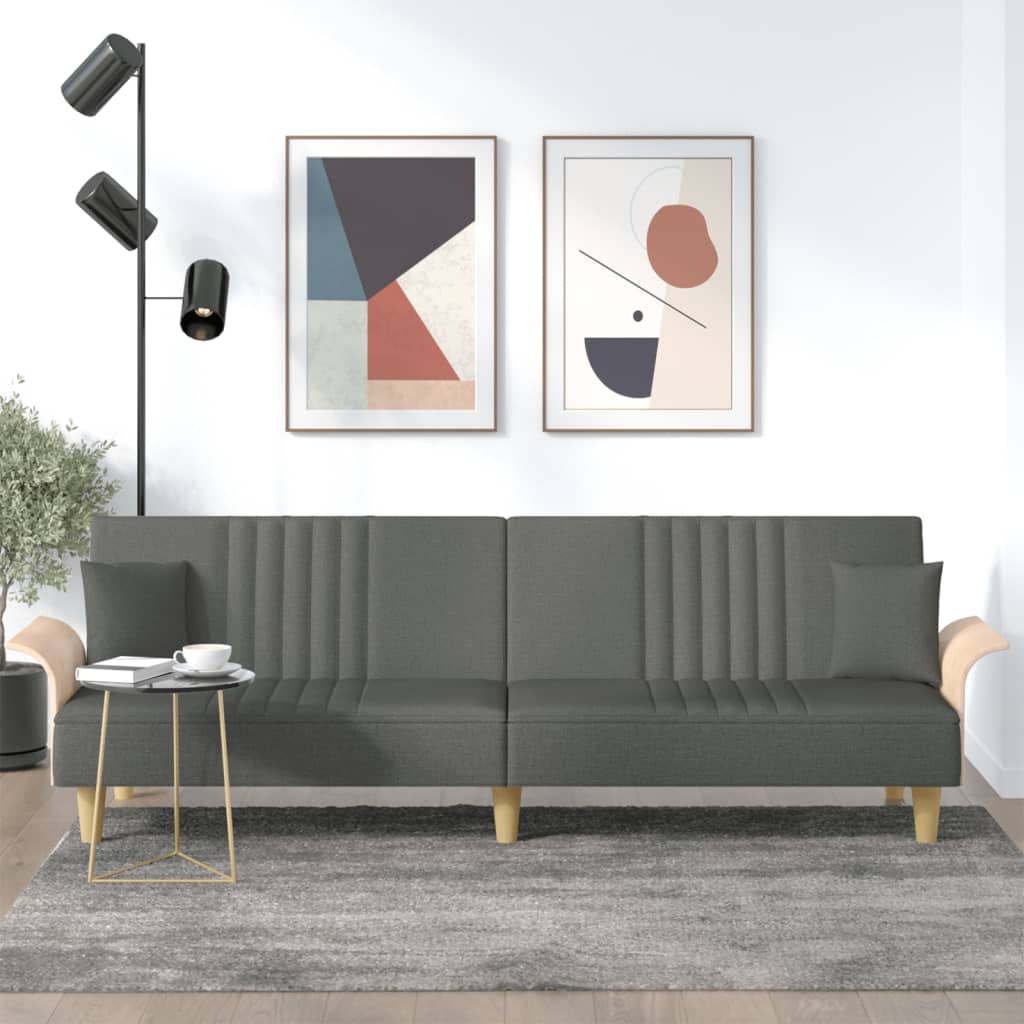 Dark Gray Fabric Sleeper Sofa with Armrests