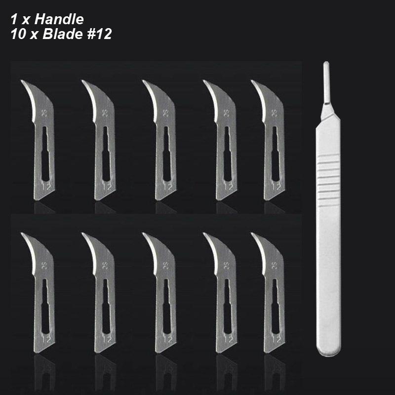 Scalpel Blades Handle Thick Long Carbon Steel Carving Metal Office Surgical Stationery Medical Cutter Knife Number 10 11 12 15