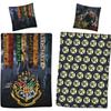 Parure De Lit - HARRY POTTER - 140x200 Cm - 1 Taie 63x63 Cm - 100% Polyester - Gris Et Jaune