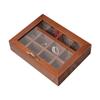 12/9 Grid Retro Solid Wood Jewelry Box, Wooden Jewelry and Cultural Toys Grid Storage Box with Glass Cover Jewelry Organizer