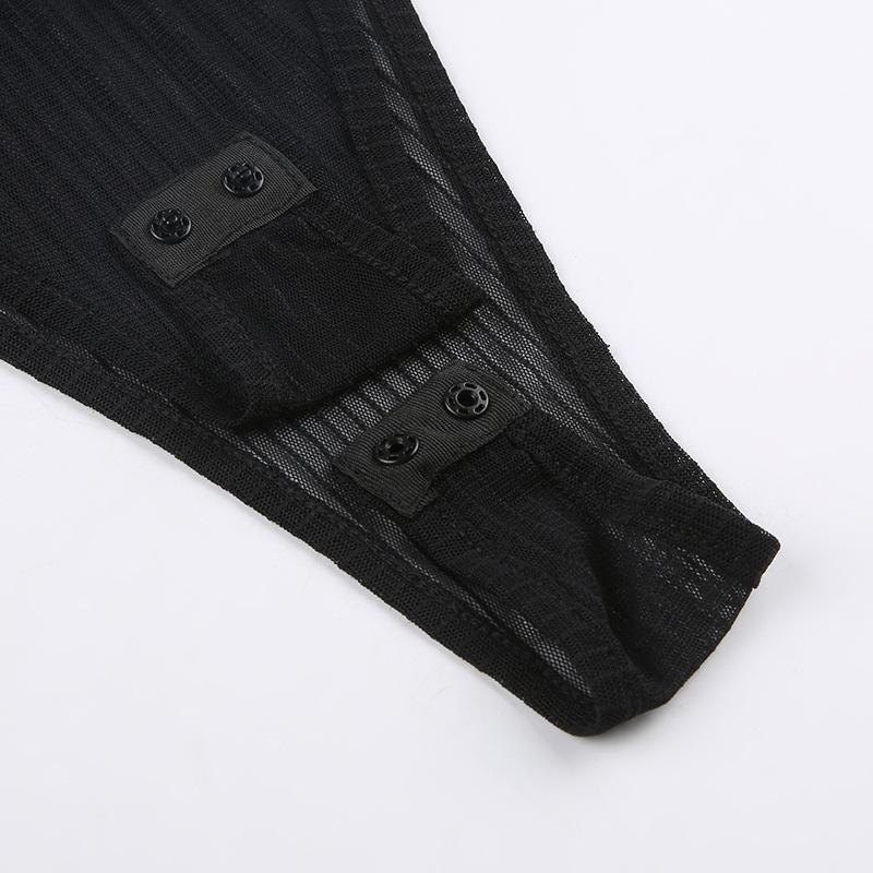 Прозрачный комбинезон с открытой спиной, прозрачный, женский, однотонный, черный, футболка, летняя, элегантная, сексуальная, уличная одежда