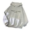 Long Sleeves Front Pocket Drawstring Fleece Lining Pullover Hoodie Autumn Winter Letter Printed Loose Women Sweatshirt Streetwear