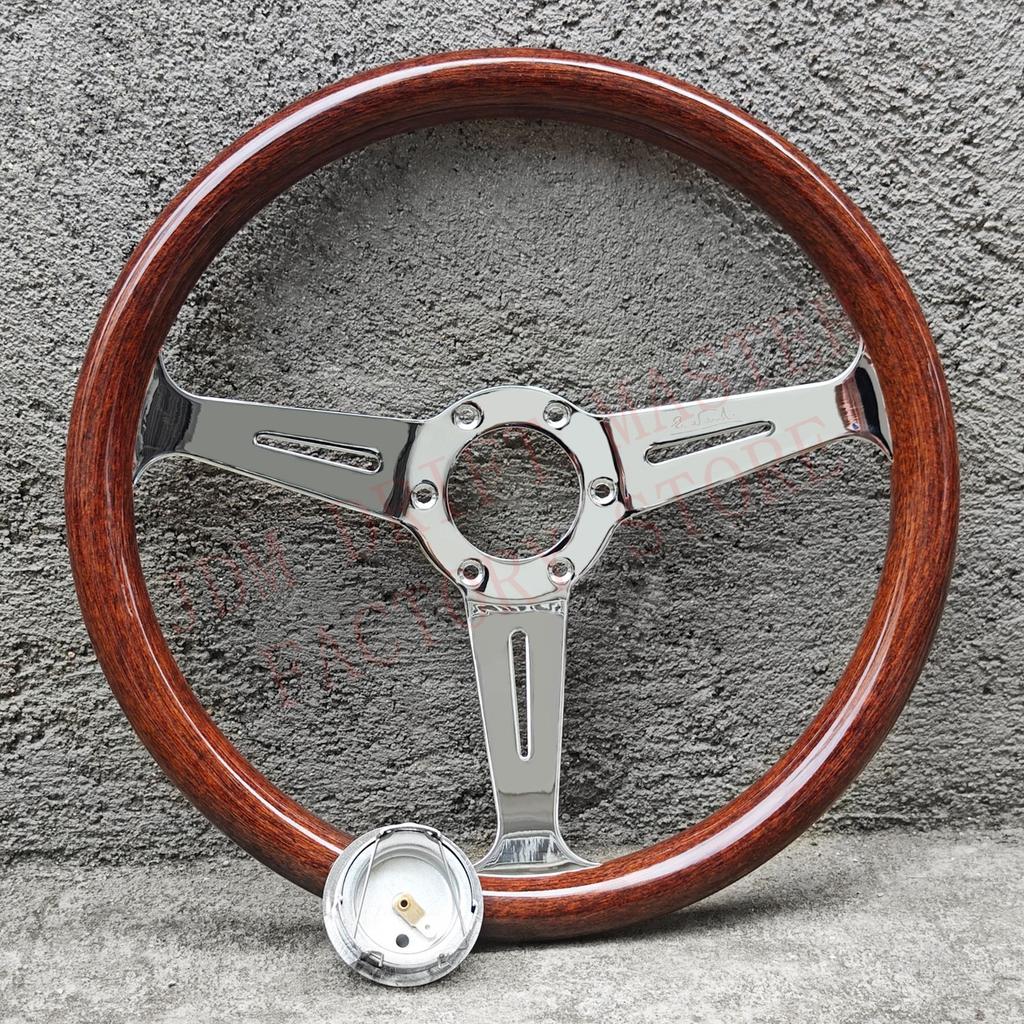 14Inch 358mm Classic Wooden Steering Wheel Universal Racing Sport Steering Wheel 74mm PCD