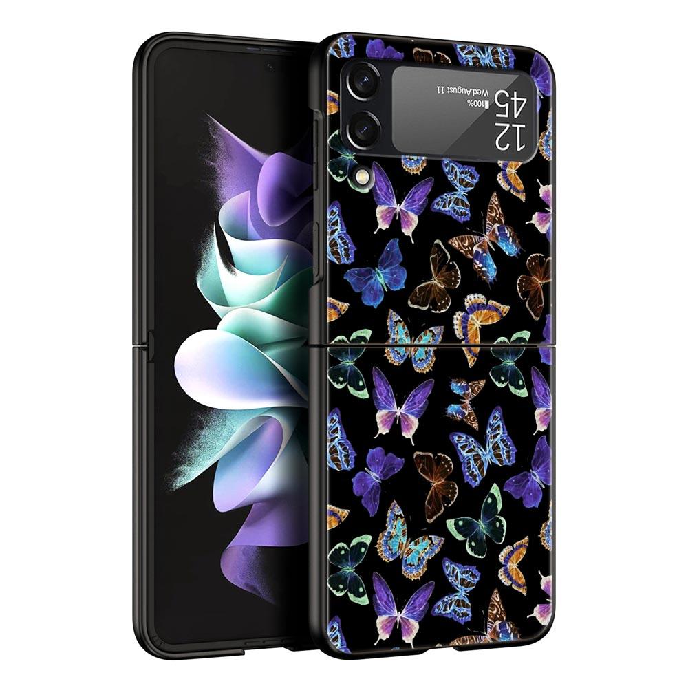 Чехол для телефона Z Flip 4 для Samsung Galaxy Z Flip 3 5G ZFlip3 Flip3 zflip Flip4, черный жесткий чехол для ПК, складной чехол в виде бабочки