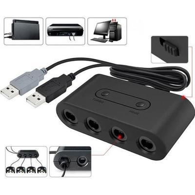 Адаптер для геймпада - Nintendo - 3-в-1_lht6168 - 4 порта USB - Совместим с Wii U и ПК - Черный