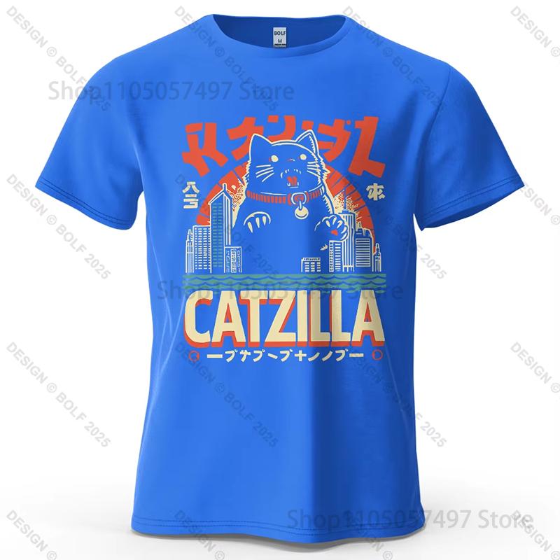 Catzilla Funny Printed Unisexs Tshirt Fashion Oversized Trendy Graphic Tees For Women Tops Tees Streetwear