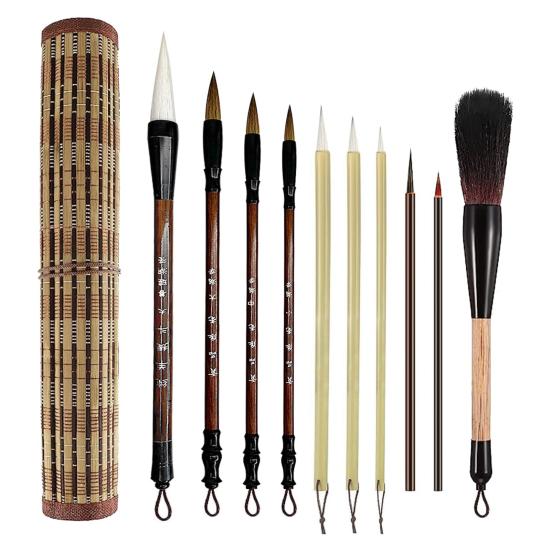 1 комплект, кисть для китайской каллиграфии, удобная ручка, кисти для рисования с бамбуковым держателем ручки для рисования и письма