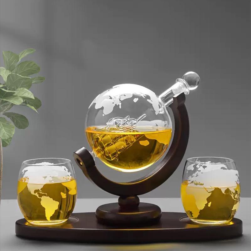 Globe Decanter and Barware Set: Wine & Whiskey Infusion Bottle Sealed Jar