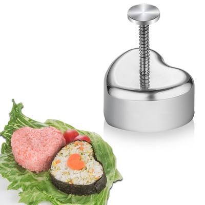 Форма для рисовых шариков в форме сердца с ручкой, полированная поверхность, нержавеющая сталь