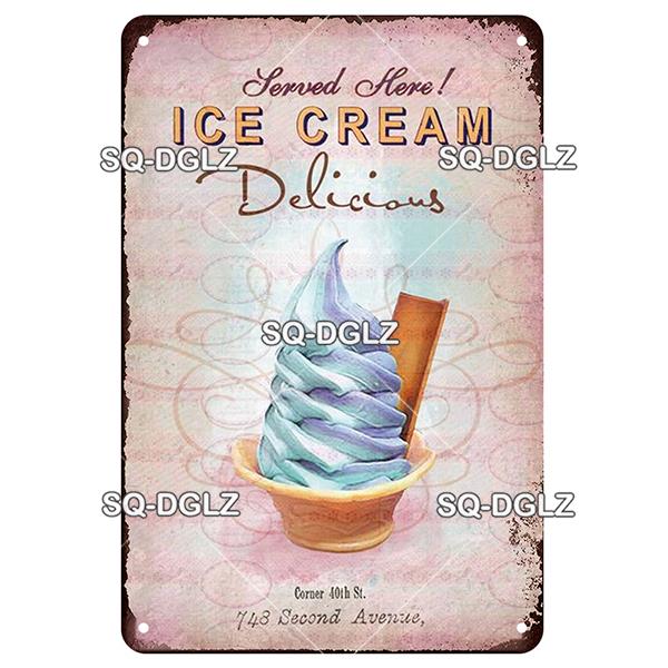 [SQ-DGLZ] Металлическая вывеска с молочным коктейлем, винтажная жестяная табличка, украшение для стены, домашний декор, вывеска для бара, домашний декор, плакат с мороженым
