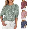 Women's Chiffon Blouse Crew Neck Tops Half Sleeve Pullover T-Shirt Floral Print Tunic Blouse Shirts