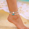 European & American Jewelry: Double-Layer Seashell Necklace & Anklet Set for Hawaiian Beach Vacations