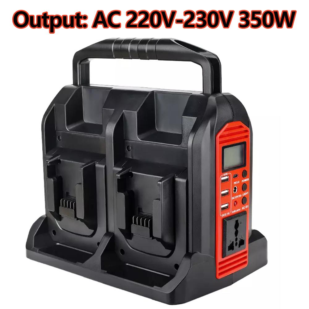 350 Вт Инвертор Блок Питания Для Аккумулятора Milwaukee M18 18 В 4-портовый на AC 110-120В/220-230В Светодиодный Свет 300 Лм 4 USB Выхода для Улицы