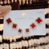 Elegant Tiny Four-Leaf Clover Stud Earrings Women Needle Micro Pave Floral Design Minimalist Fashion Jewelry