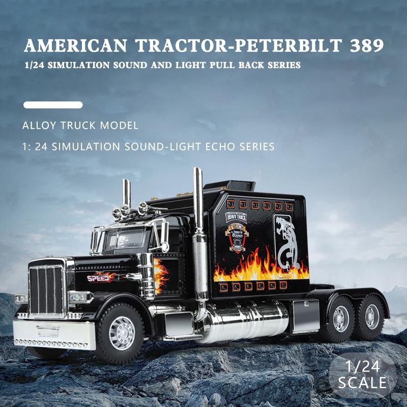 1/24 Peterbilt 389 Седельные тягачи Грузовик Сплав Американский Мускул Грузовик Модель Игрушка Литой Металл Звук и Свет Машина Игрушка для Детей Транспортное средство