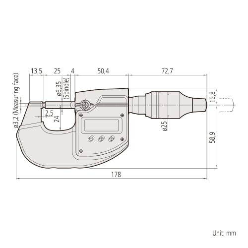 Mitutoyo High-Precision Digimatic Micrometer MDH-25MC 293-100-20