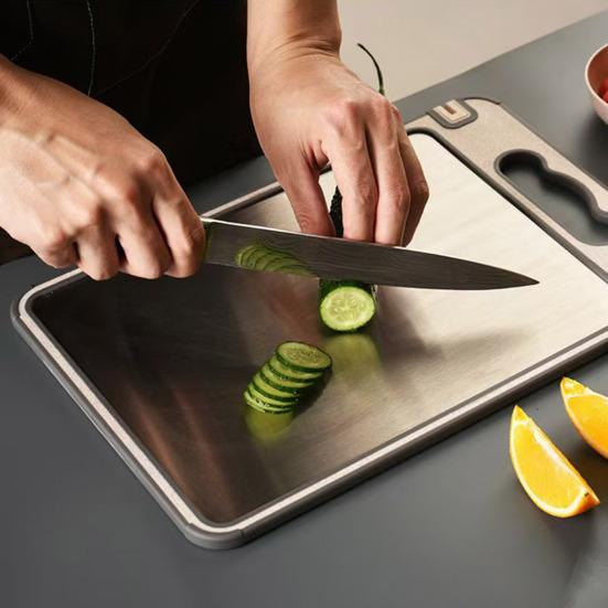 Двусторонняя разделочная доска с ручкой Разделочная доска из нержавеющей стали для мяса